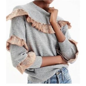 NWT J Crew Cashmere sweater w lamé fringe Medium